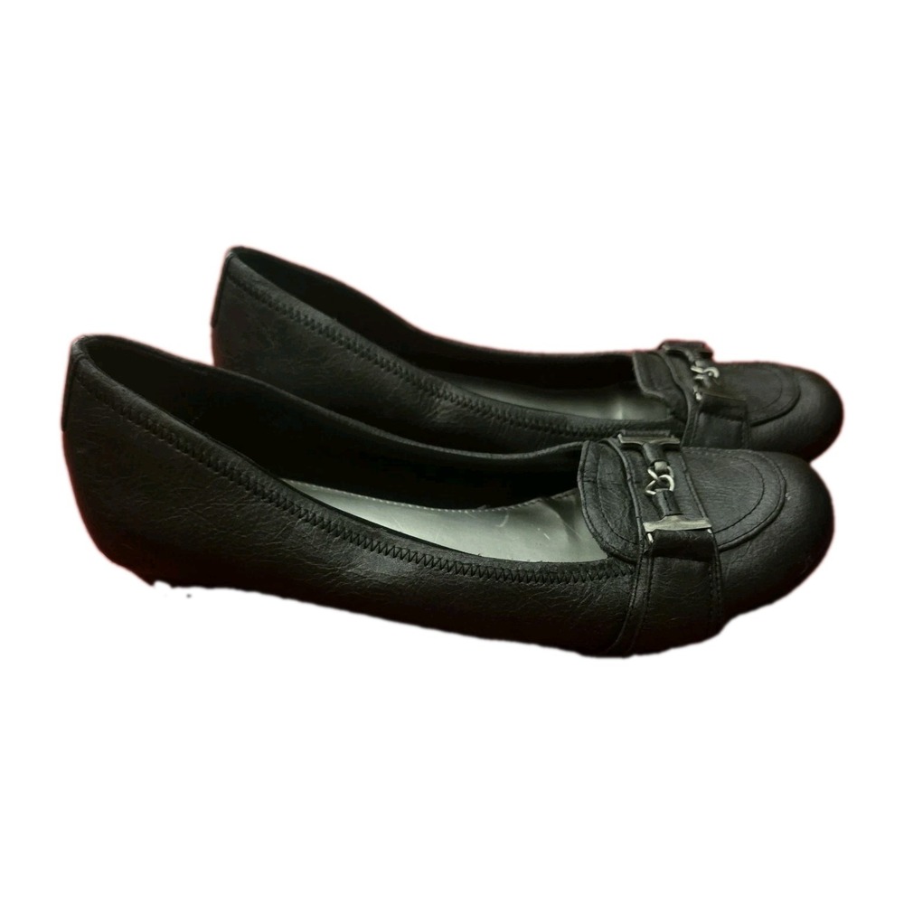 LifeStride Black Ballet Flats Horsebit Slip On Comfort Shoes Women's 9.5M